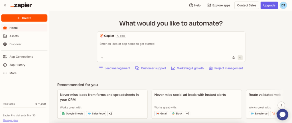 Zapier AI chat