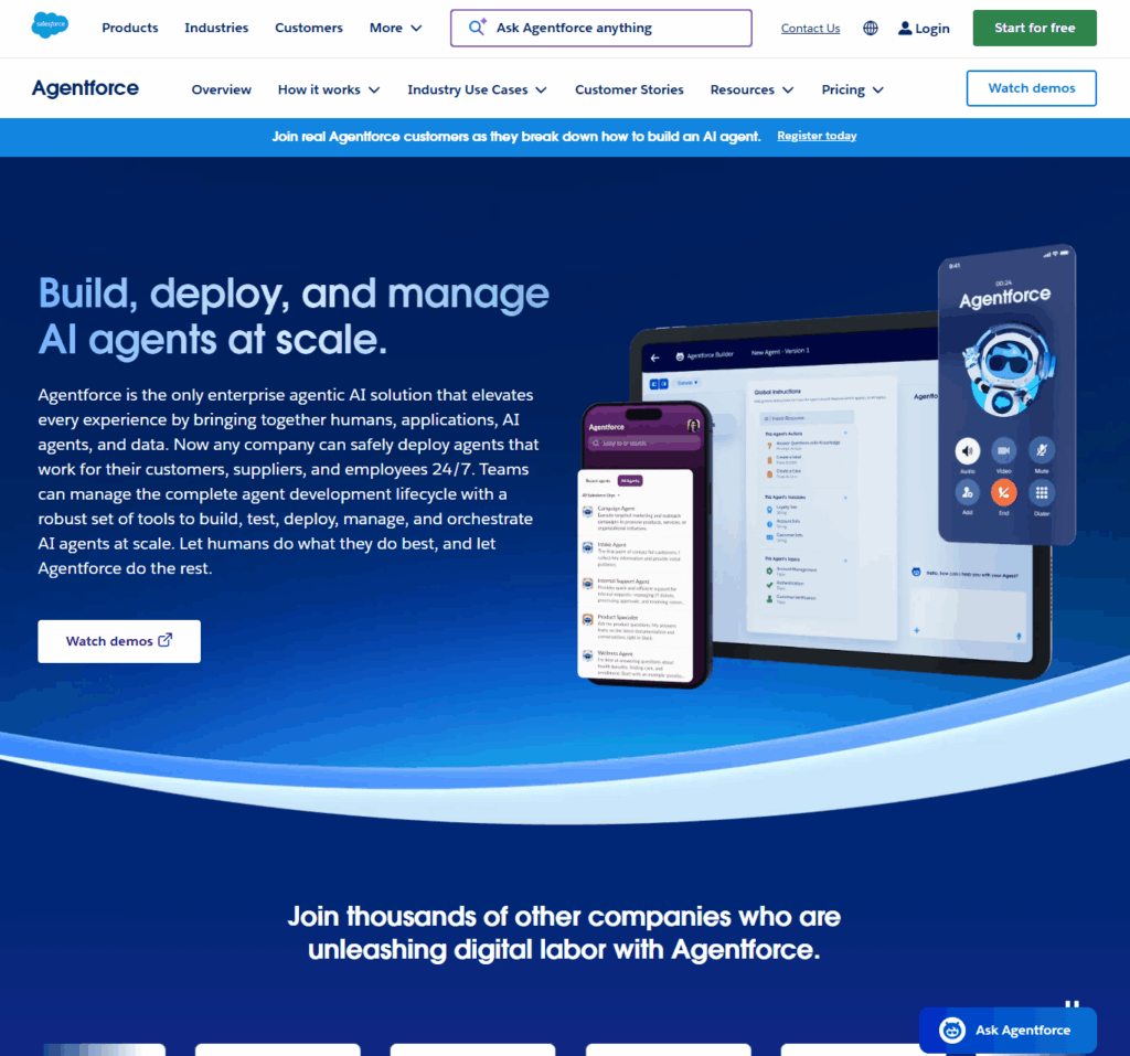 Best AI Agent platform for marketing - Salesforce Agentforce 
