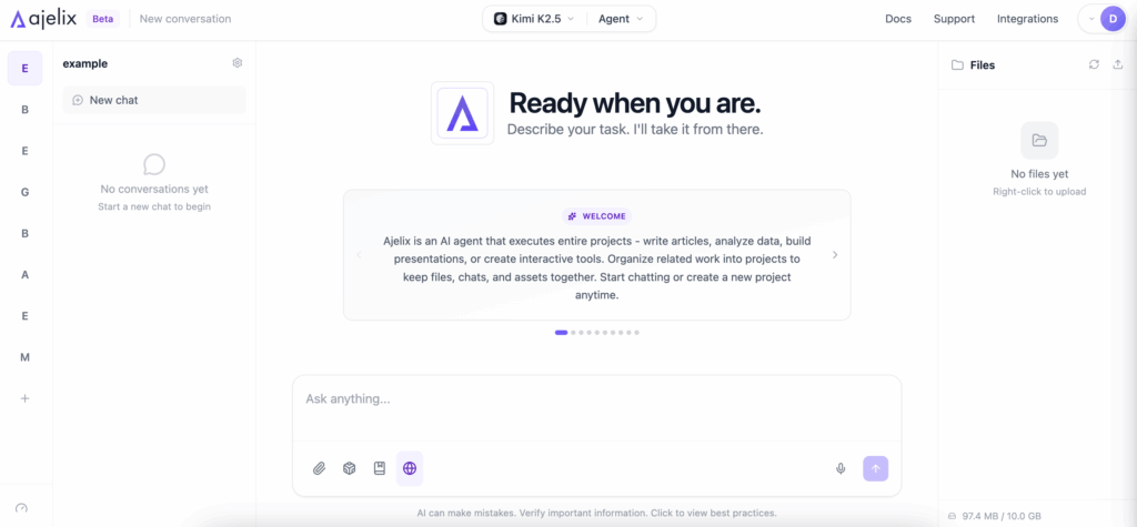 Screenshot: Ajelix's Workspace.