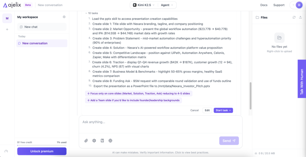 Screenshot: Ajelix Workplan