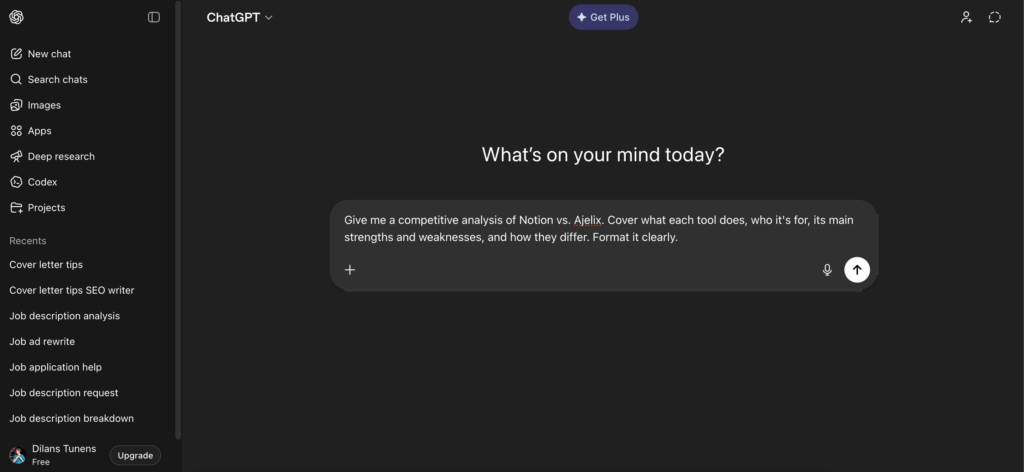 Screenshot: ChatGPT's prompt.