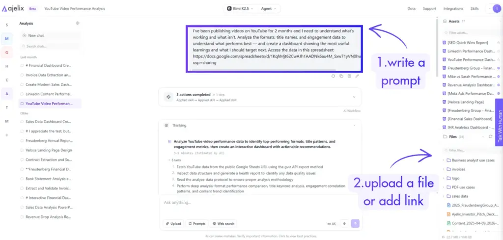 create a youtube ai dashboard for analytics