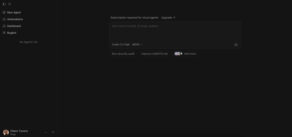 Screenshot: Cursor's Workspace.