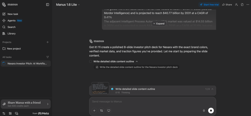 Screenshot: Manus' Reasoning