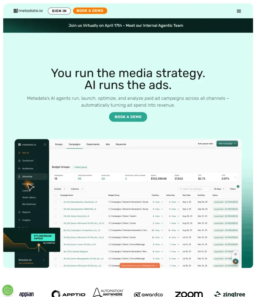 Best AI Agent platform for marketing - Metadata.io