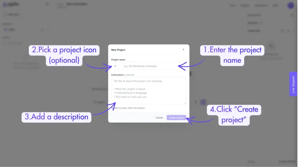 Add project name and description in Ajelix