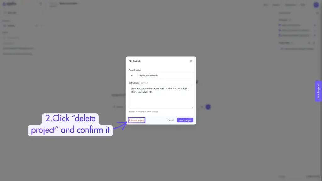 Click delete and confirm in Ajelix
