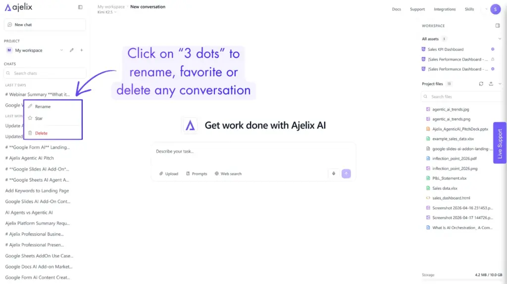 Edit existing conversations in Ajelix