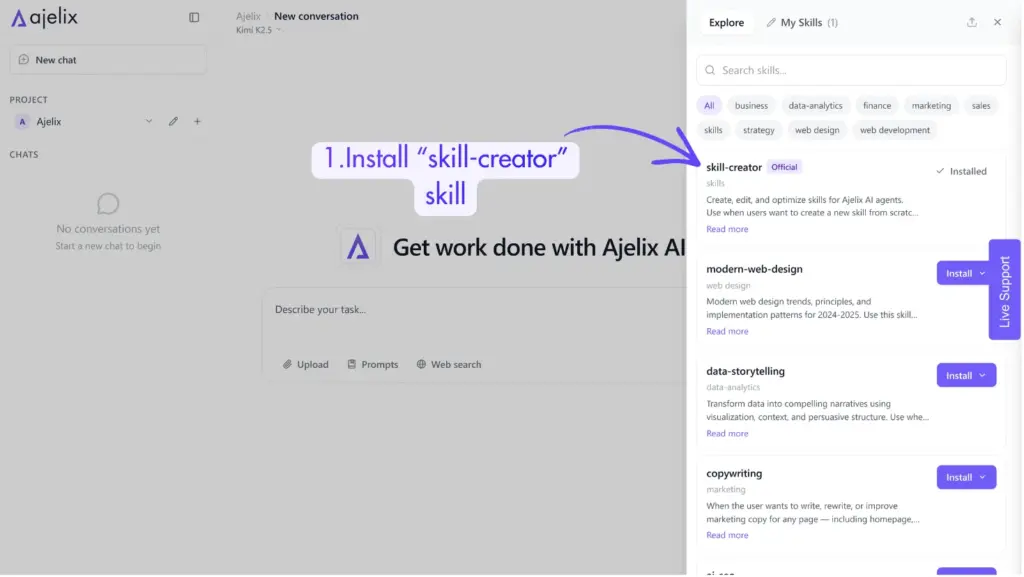 How to install Ajelix skill-creator