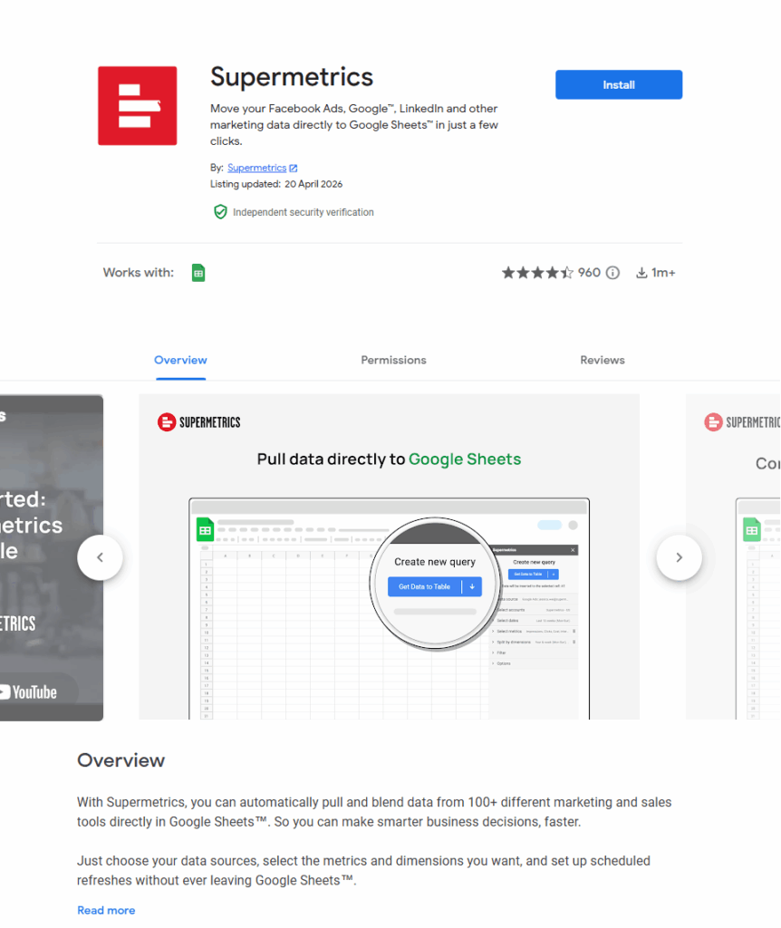 Supermetrics add-on google sheets add-on
