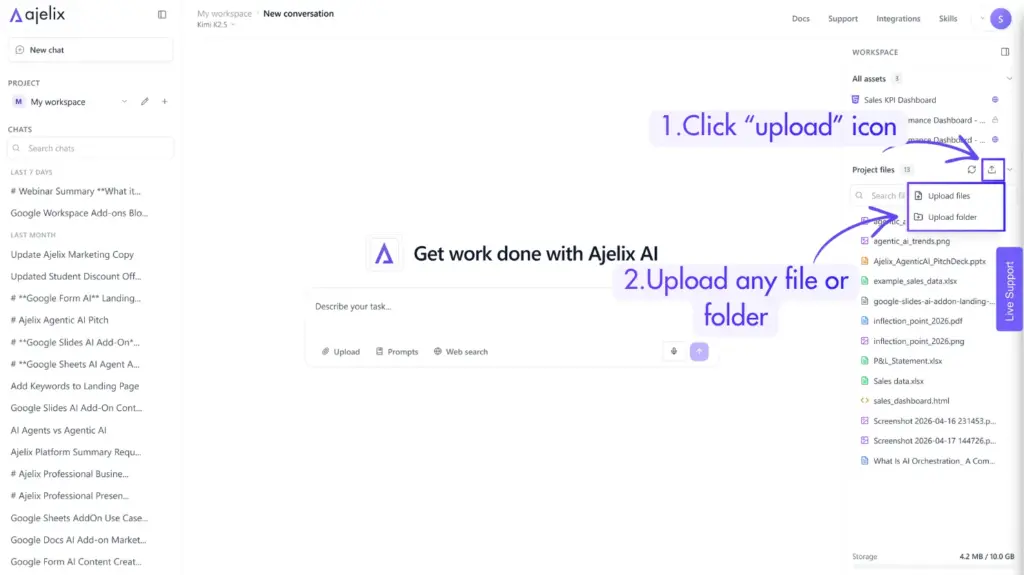 Upload documents in Ajelix