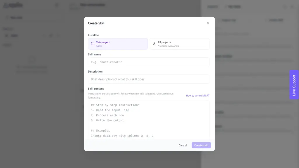 Create your own skill in Ajelix