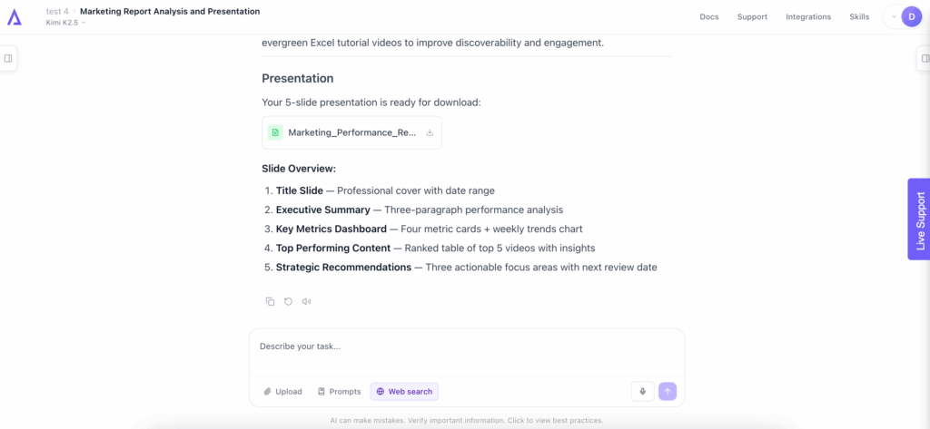 Screenshot: Ajelix 4th prompt presentation results