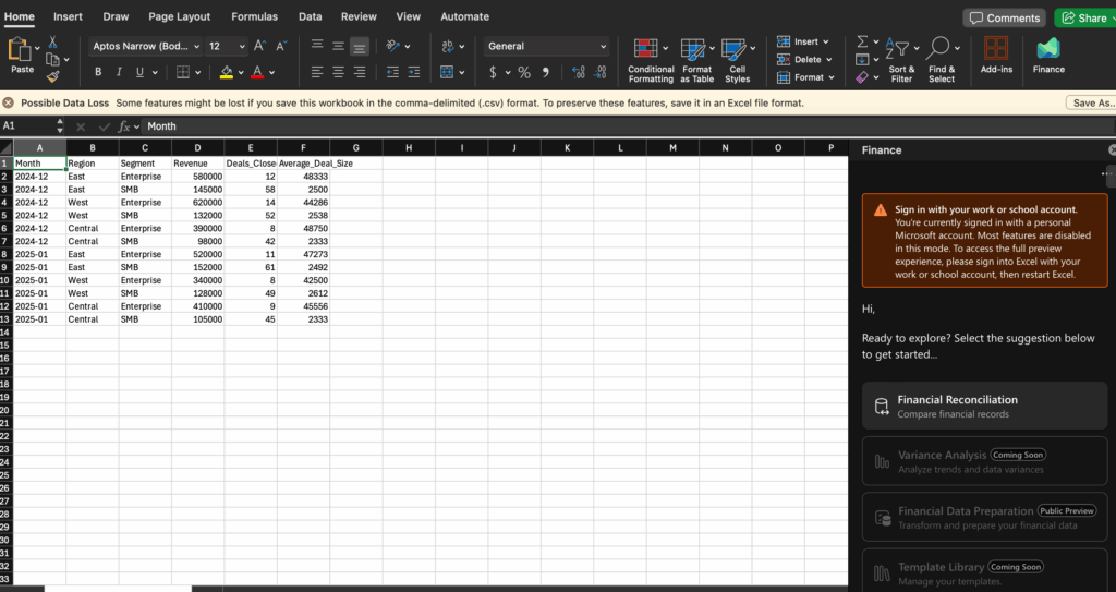 Screenshot: Error within Microsoft Excel