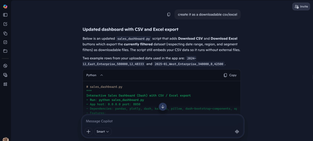 Screenshot: 1st prompt follow-up