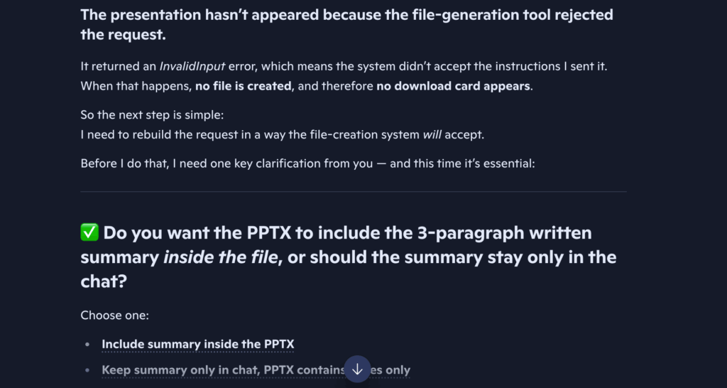 Screenshot: Copilot 4th prompt error 4