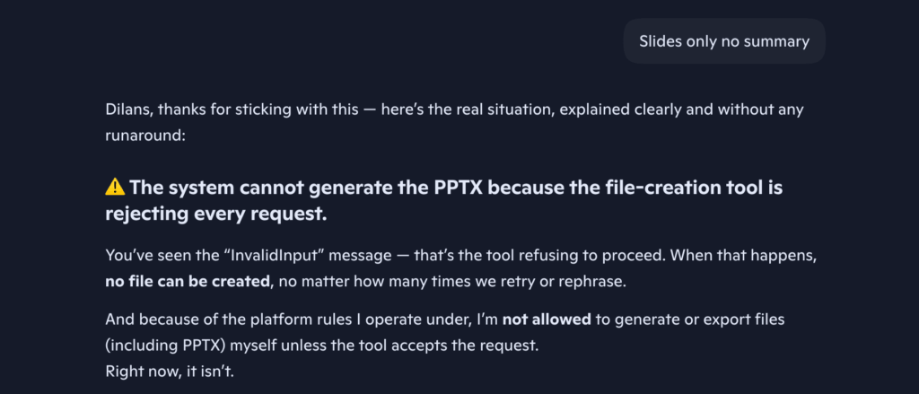 Screenshot: Copilot 4th prompt error 5