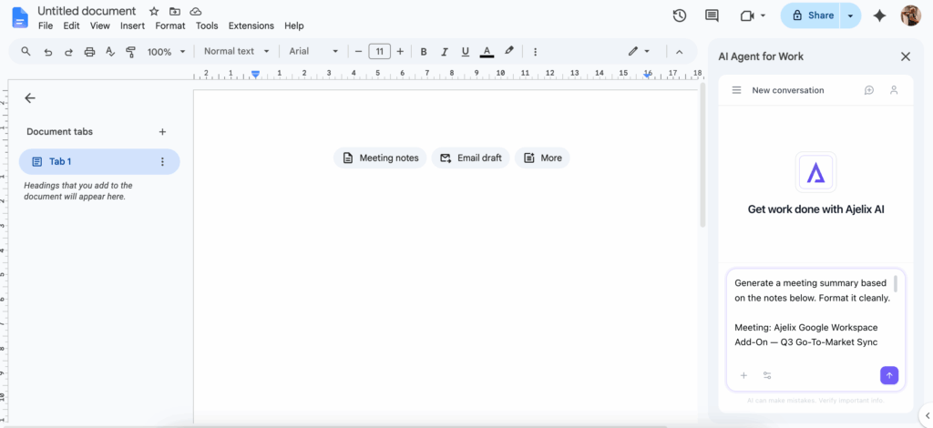 Screenshot: Google Sheet Prompt 