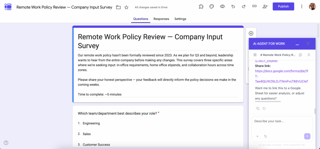 Screenshot: Google Forms Results 