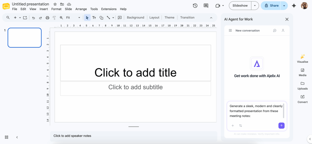 Screenshot: Google Slides Prompt 