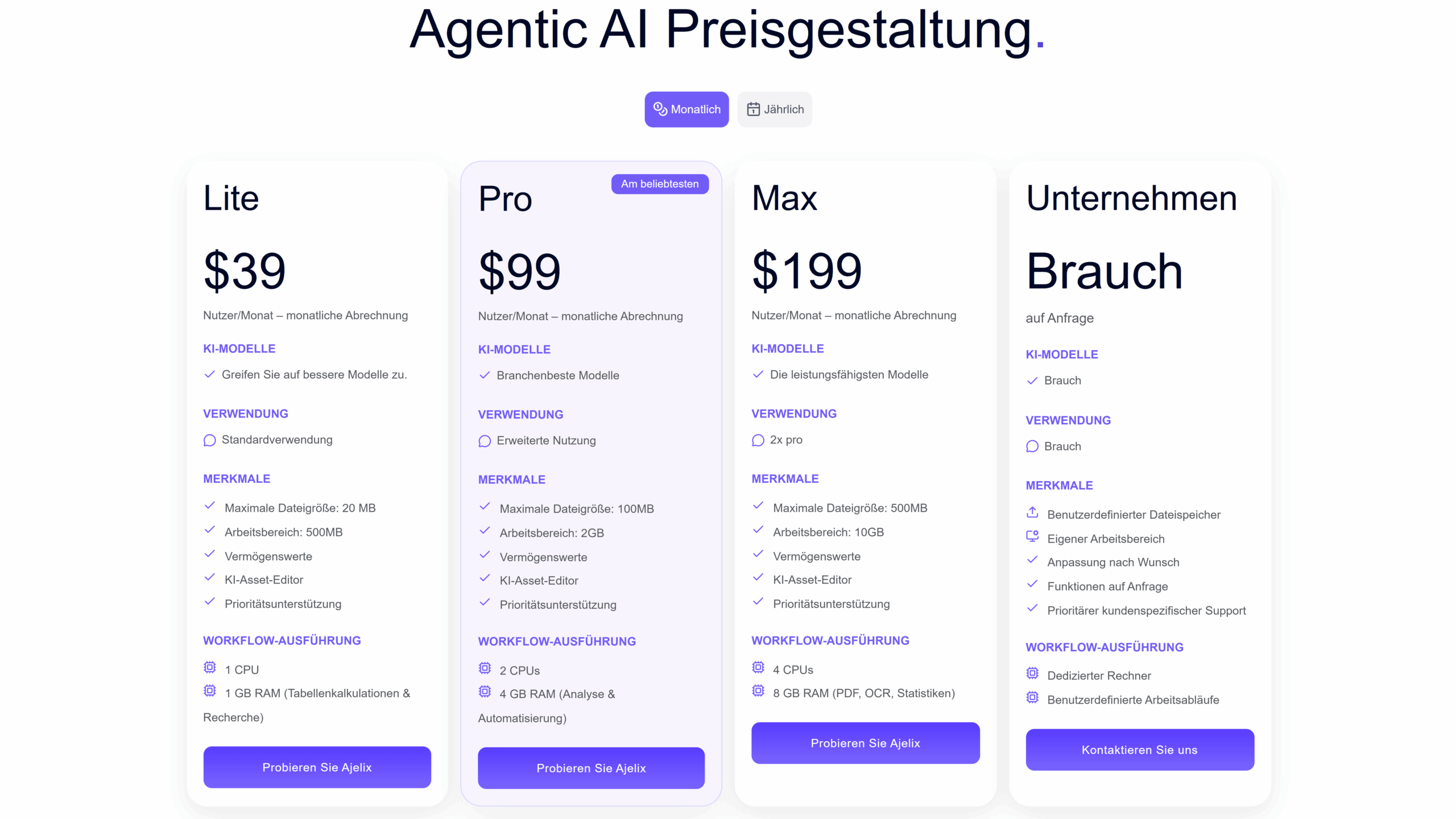Screenshot: Ajelix-Preise im Juli – Beste KI für Excel