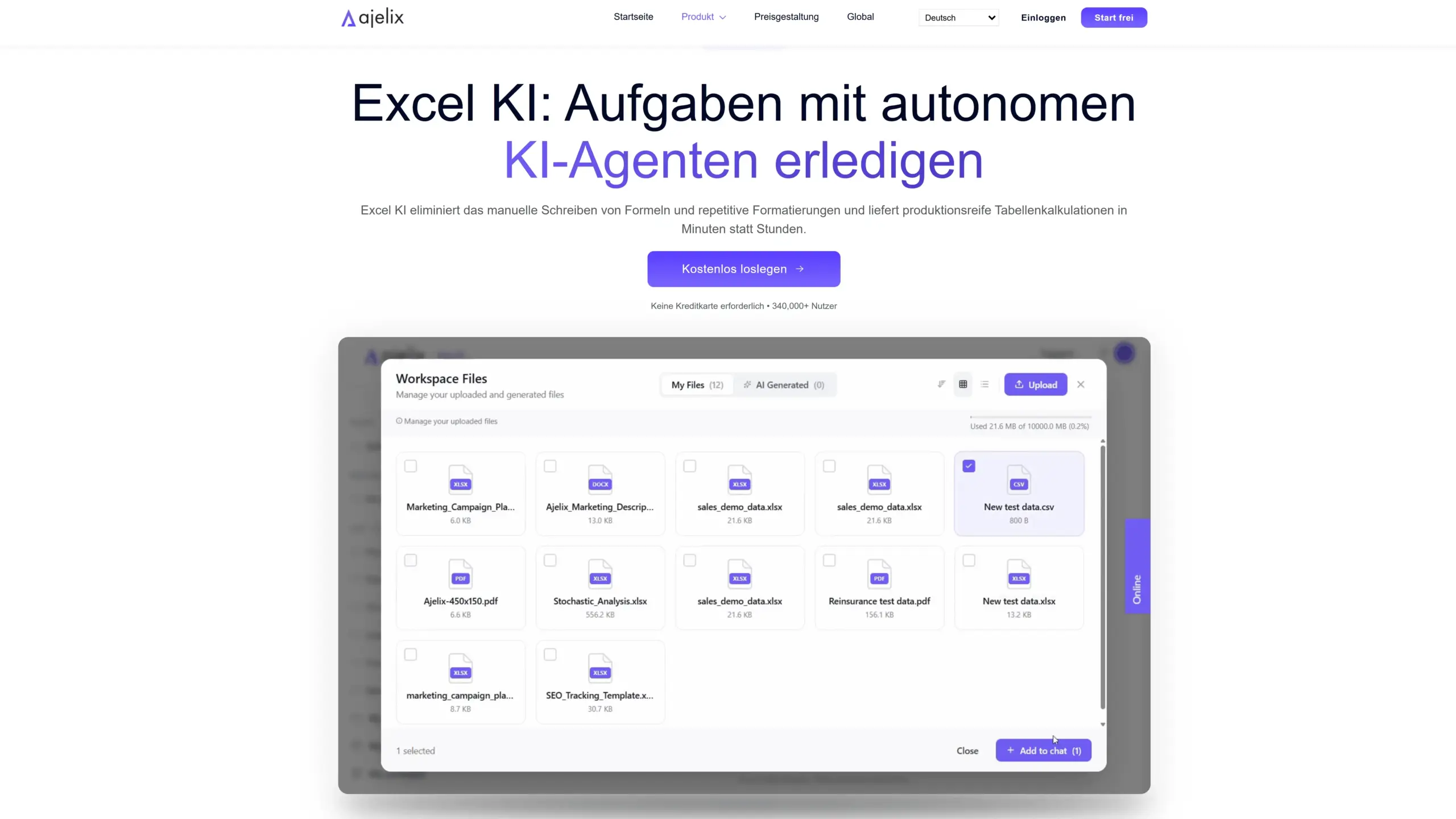Agentische KI für Excel von Ajelix