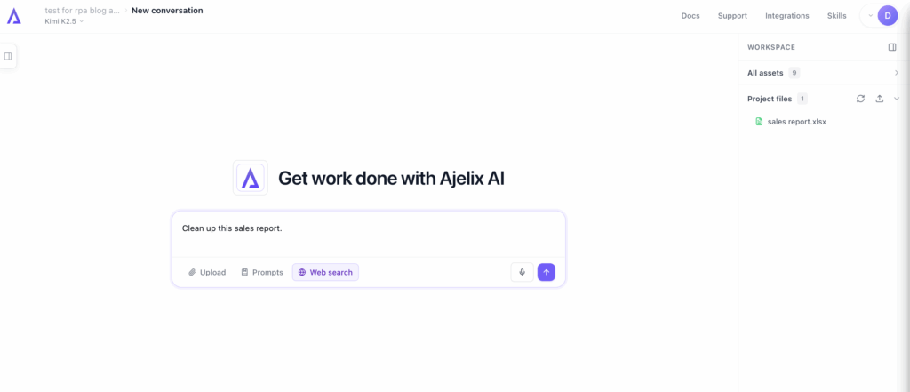 Screenshot: Ajelix prompt