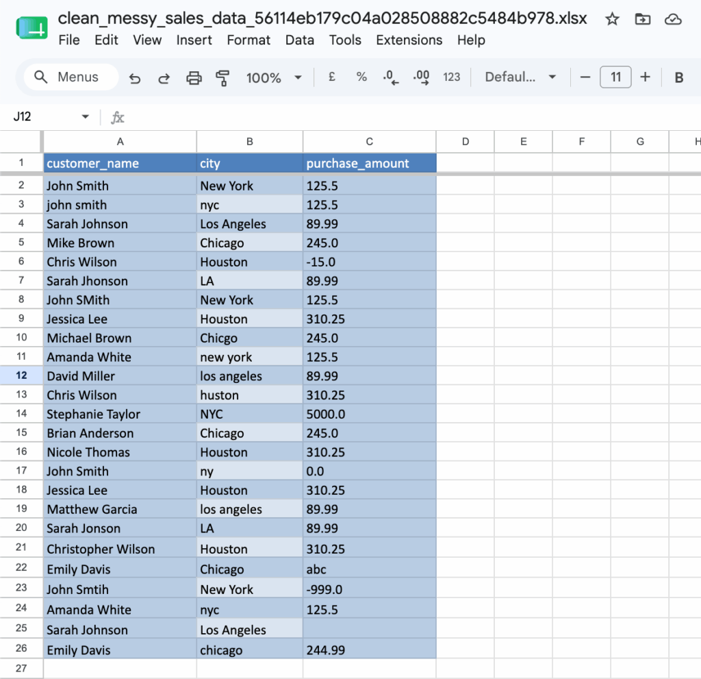 Cleanmyexcel test results