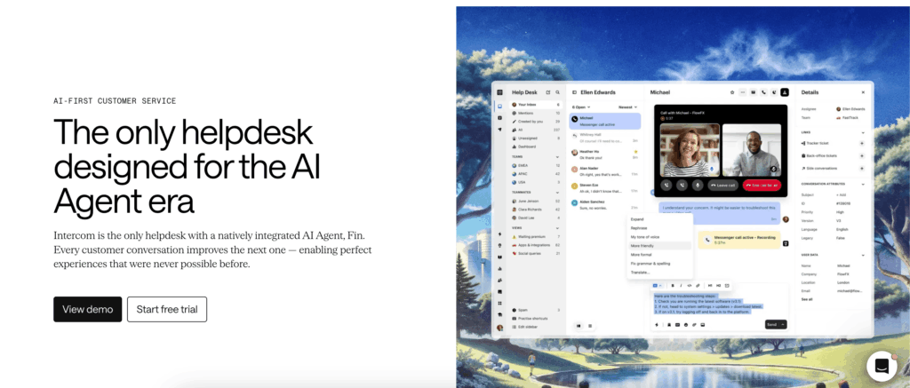 Screenshot: Intercom Fin AI preview