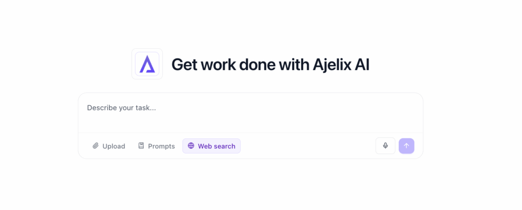 Screenshot: Ajelix agent workspace