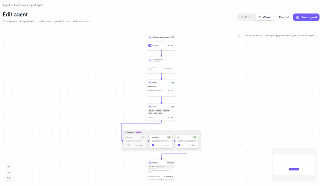 Screenshot: Ajelix Enterprise AI agent builder
