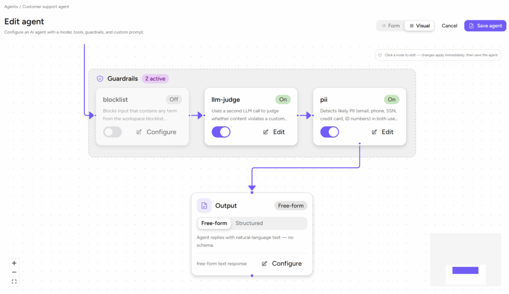 Screenshot: Ajelix Enterprise guardrails