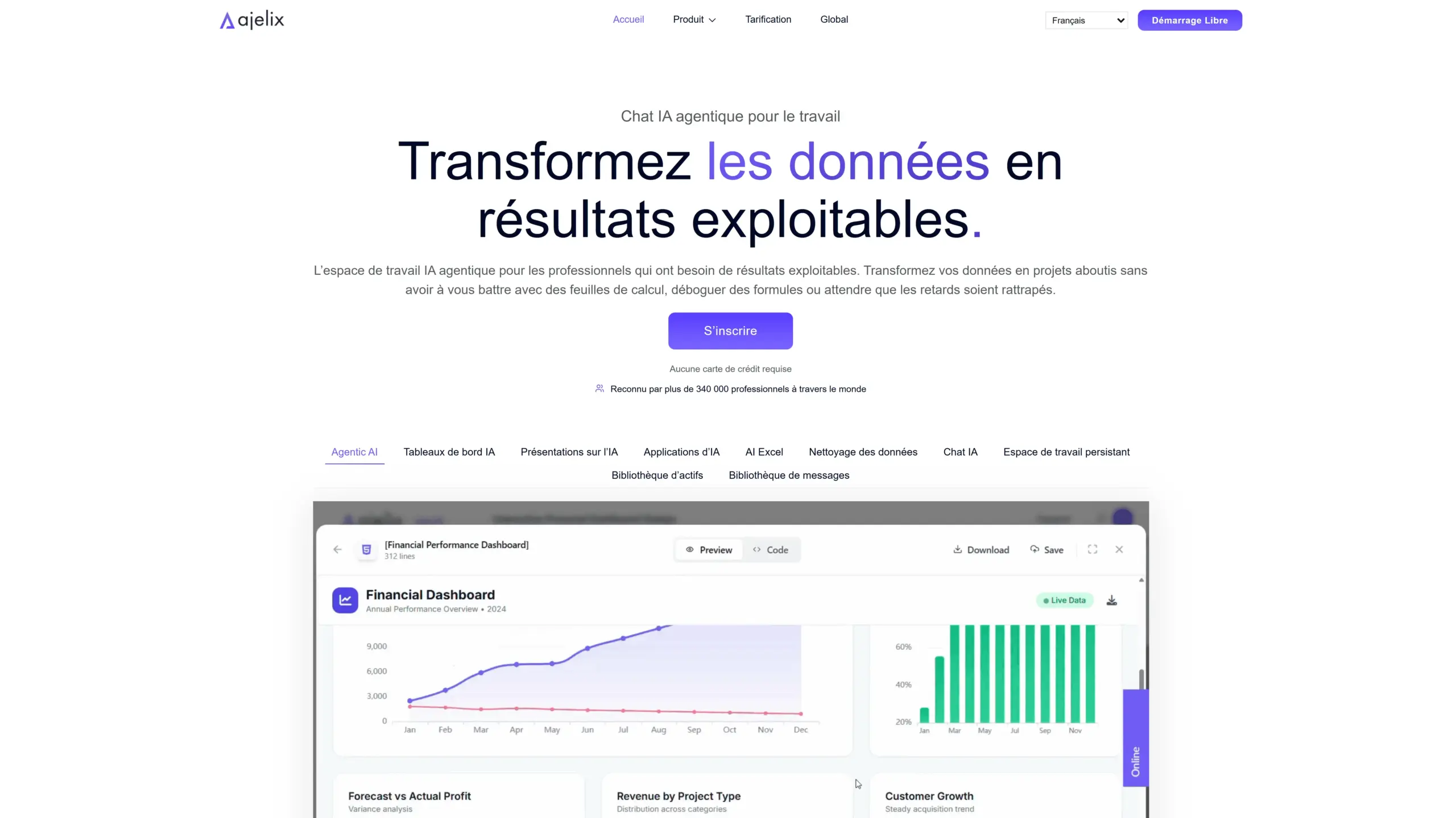 Page d'accueil d'Ajelix