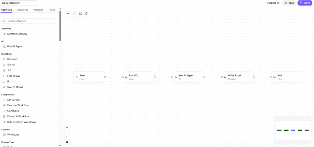Screenshot: data extraction workflow with AI in Ajelix Enterprise
