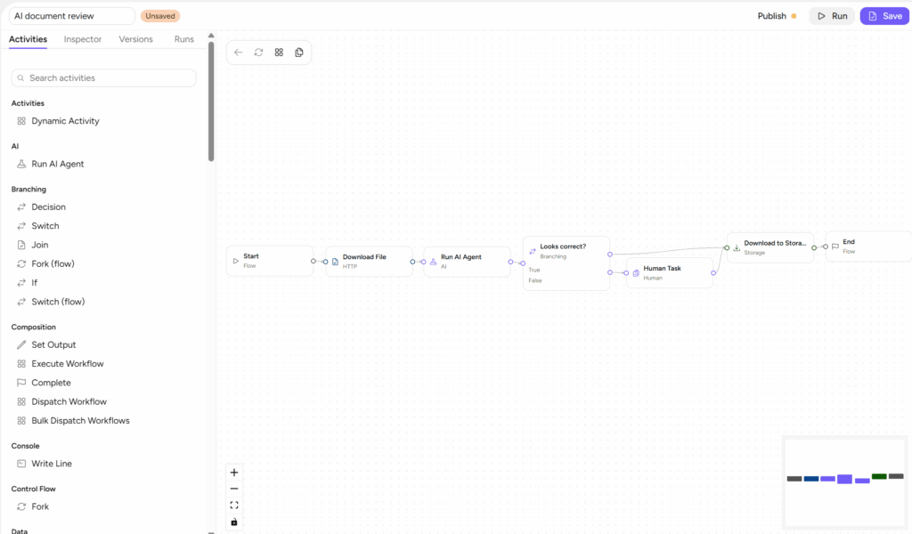 Screenshot: document review workflow in Ajelix Enterprise